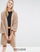 Micha Lounge Kimono Sleeve Ribbed Cardigan - Fawn