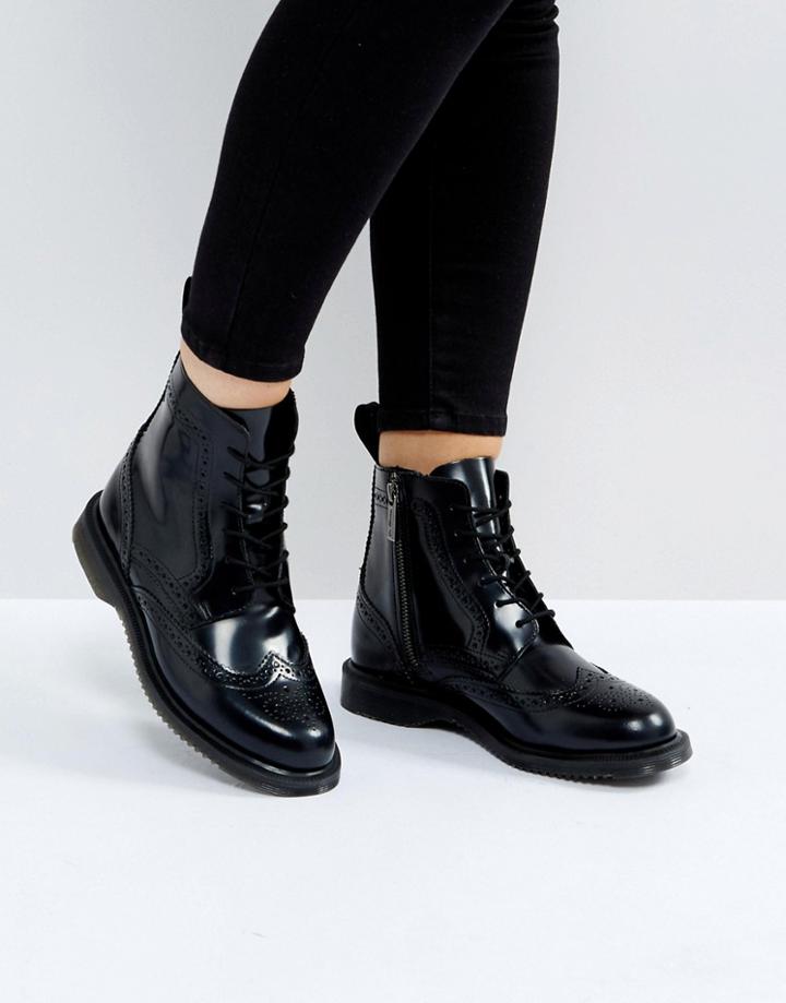 Dr Martens Kensington Delphine Brogue Black Lace Up Ankle Boots - Black