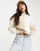 Puma Downtown Color Block Sweatshirt In Beige And Off White-neutral