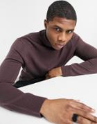 Soul Star Fitted Roll Neck Sweater In Plum-purple