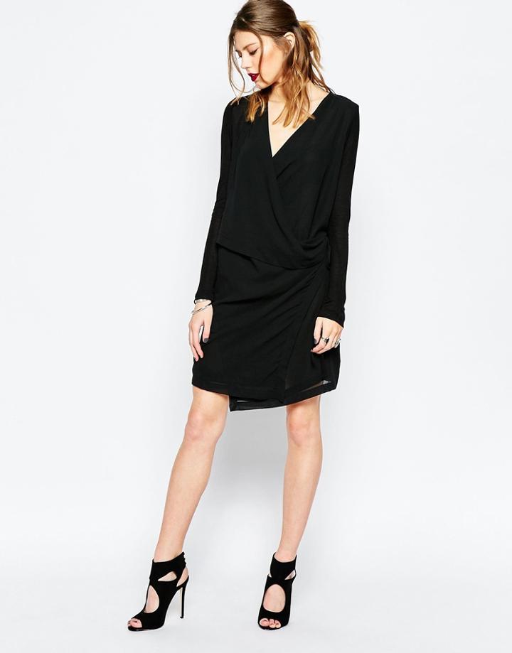 Religion Stream Wrap Dress - Jet Black