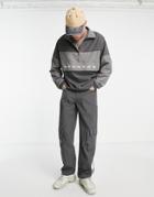 Mennace Baggy Cargo Pants In Washed Black With Strap Details And Patch Pockets-gray