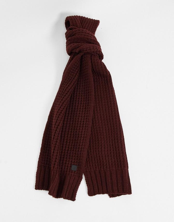 All Saints Thermal Stitch Scarf In Rust Red