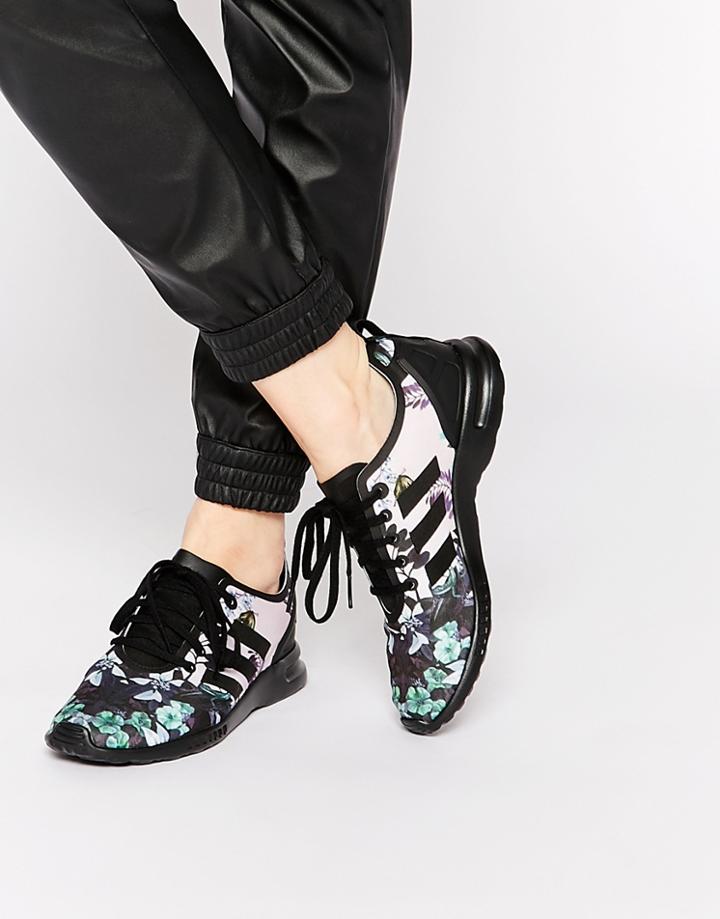 Adidas Originals Botanical Floral Zx Flux Sneakers - Black Print