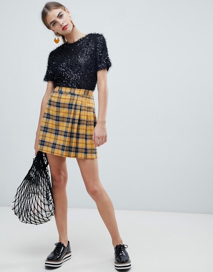 New Look Yellow Plaid Check Skirt - Yellow