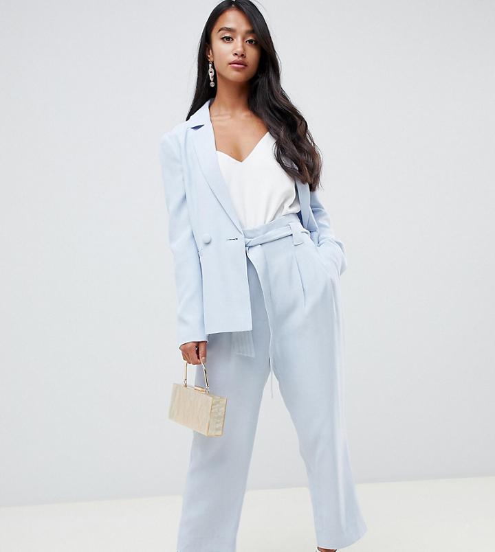 Forever New Petite Tie Waist Pants In Sky Blue - Blue