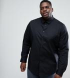 Asos Plus Stretch Regular Fit Shirt In Black - Black