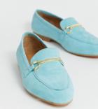 Asos Design Wide Fit Moment Suede Loafers In Blue - Blue