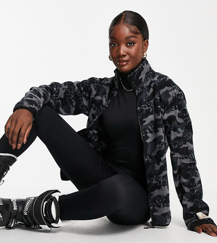 Asos 4505 Tall Ski Quarter Zip Fleece With Printed Camo-multi