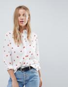 Asos Blouse In Lip Print - Multi