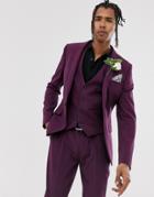 Asos Design Wedding Super Skinny Suit Jacket In Purple - Purple