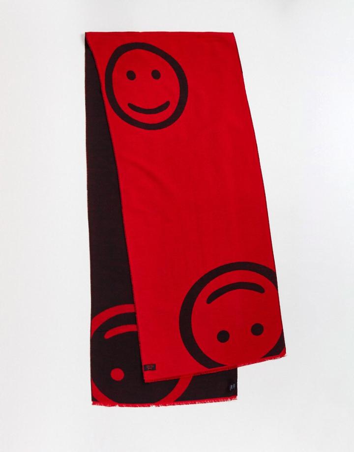Devils Advocate Oversized Scarf In Smile Print-red
