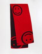 Devils Advocate Oversized Scarf In Smile Print-red