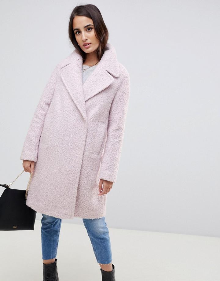 Asos Design Oversized Textured Pastel Coat - Purple