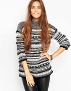 Asos Premium Sweater In Fairisle Stripe - Mono