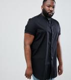 Asos Design Plus Regular Fit Shirt In Super Longline-black