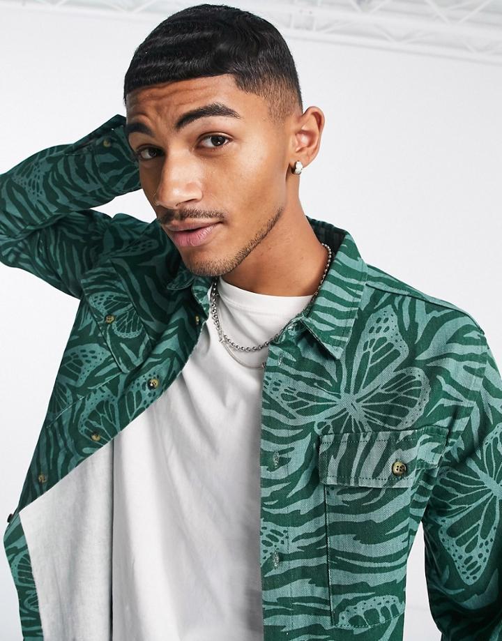 Vintage Supply Butterfly Overdye Shirt In Green