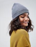 Asos Design Turn Up Beanie In Recycled Polyester - Gray