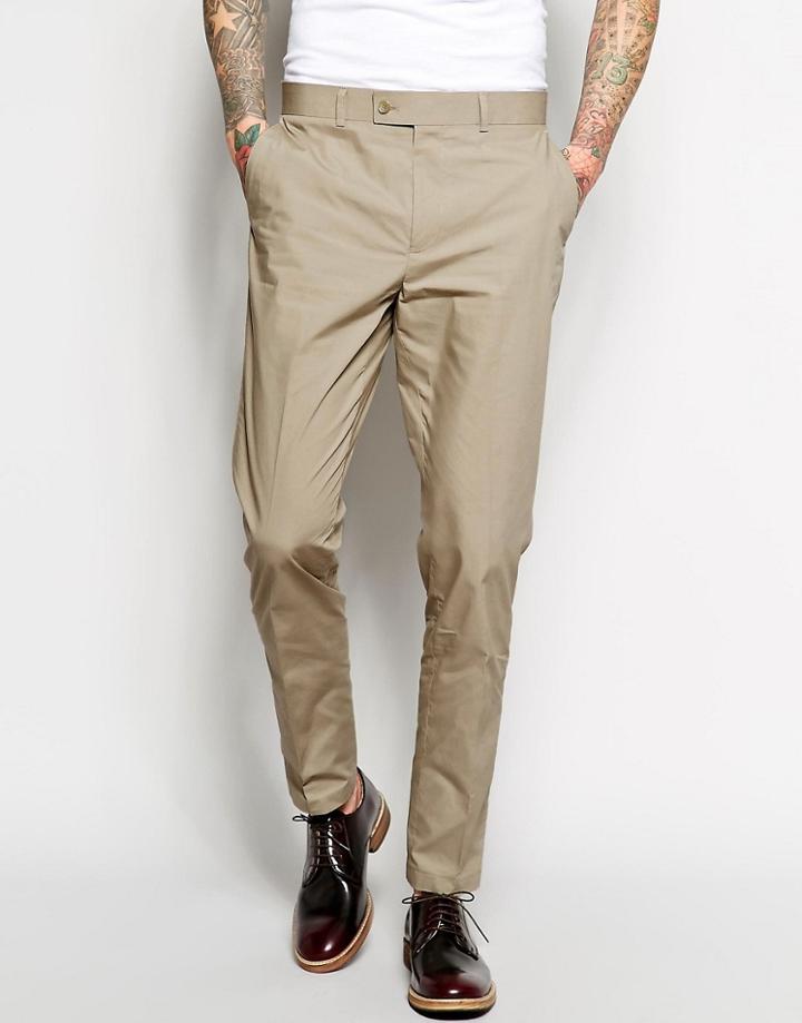Asos Slim Suit Pants In Poplin - Stone