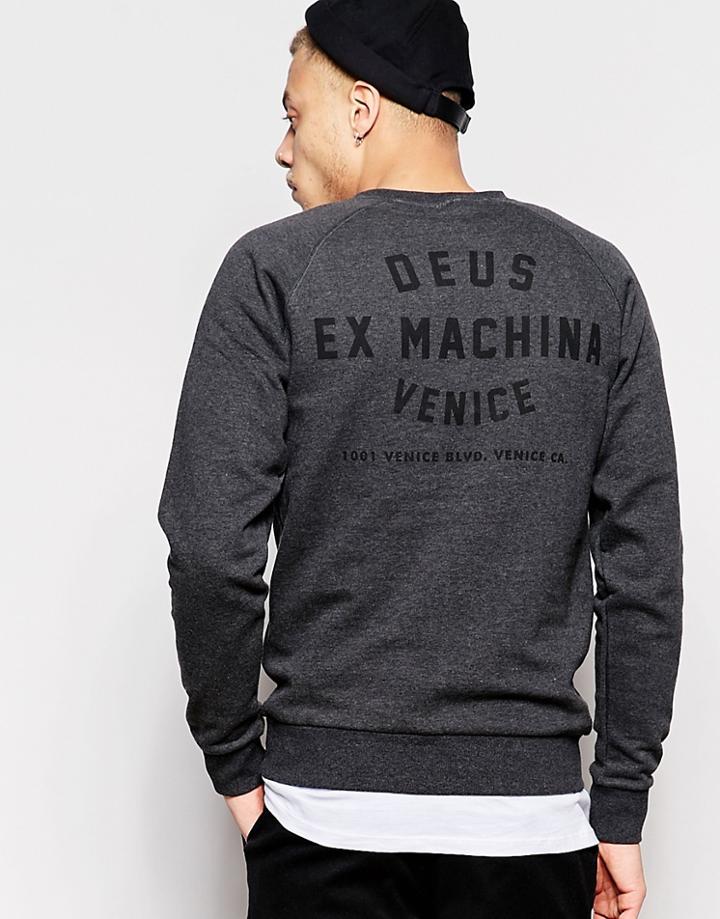 Deus Ex Machina Sweatshirt With Venice La Back Print - Charcoal