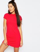 Asos A-line Shift Dress With High Neck - Red