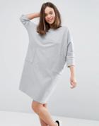 Monki High Neck Pocket Sweater Dress - Gray