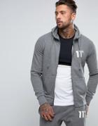 11 Degrees Hoodie In Gray With Logo - Gray