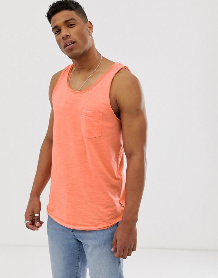Jack & Jones Originals Tank With Raw Hem Details In Orange - Pink
