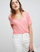 Brave Soul Rhonda Scoop Neck T Shirt - Pink