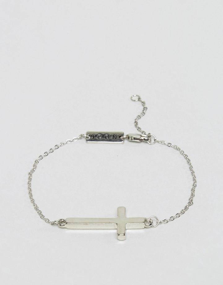 Icon Brand Cross Chain Bracelet In Silver - Silver