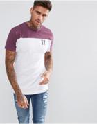 11 Degrees Muscle T-shirt In White With Purple Panel - White