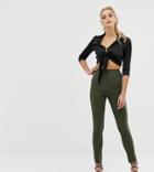 Asos Design Tall High Waist Pants In Skinny Fit-green