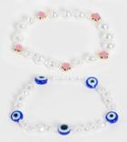 Reclaimed Vintage Inspired 90s Bracelets In Floral Bead And Faux Pearl 2 Pack-multi