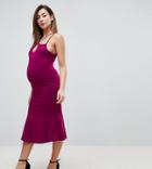Asos Maternity Bodycon Dress With Pephem & Keyhole - Multi
