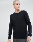 Selected Homme Waffle Sweater - Navy