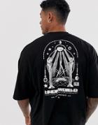 Asos Design Oversized T-shirt With Mystic Back Print-black