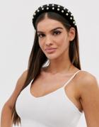 Asos Design Padded Headband With Studs In Black