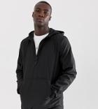 Asos Design Tall Nylon Overhead Jacket In Black