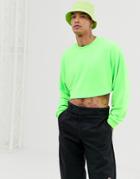 Asos Design Oversized Cropped Sweatshirt In Neon Green - Green