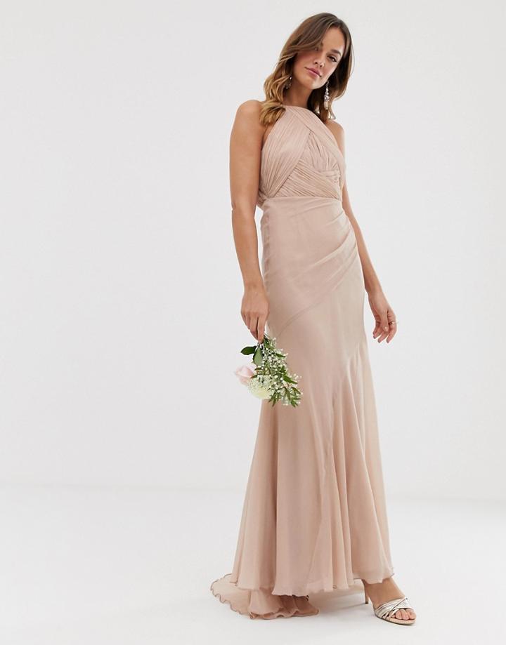 Asos Design Bridesmaid Pinny Bodice Maxi Dress With Fishtail Skirt - Gray