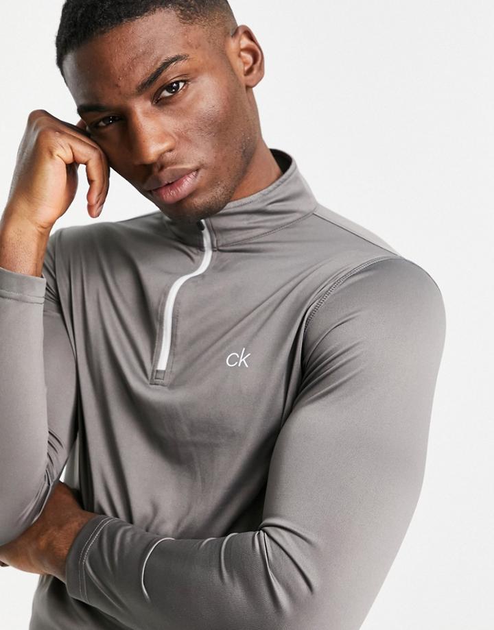 Calvin Klein Golf Newport Half Zip Sweater With Tape Sleeve In Silver Heather-grey