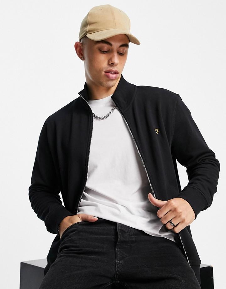 Farah Vance Zip Through Sweatshirt In Black
