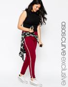 Asos Curve Leggings With Contrast Binding - Oxblood