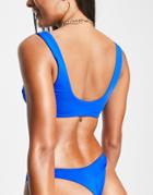 Asos Design Mix And Match Sleek Crop Bikini Top In Cobalt Blue