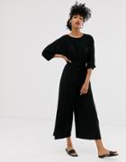 Asos Design Tie Waist Jumpsuit - Black