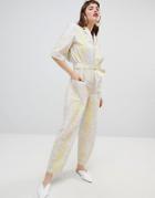 Mango Organic Cotton Jumpsuit In Abstract Floral Print - Multi