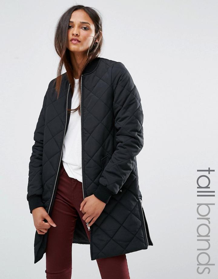 Noisy May Tall Quilted Bomber Jacket - Black