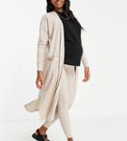 River Island Maternity Longline Space Dye Coordinating Cardigan In Ecru Heather-white