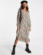 Vero Moda Midi Smock Dress In Multi Print
