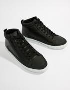 Pull & Bear High Top Sneaker In Black - Black